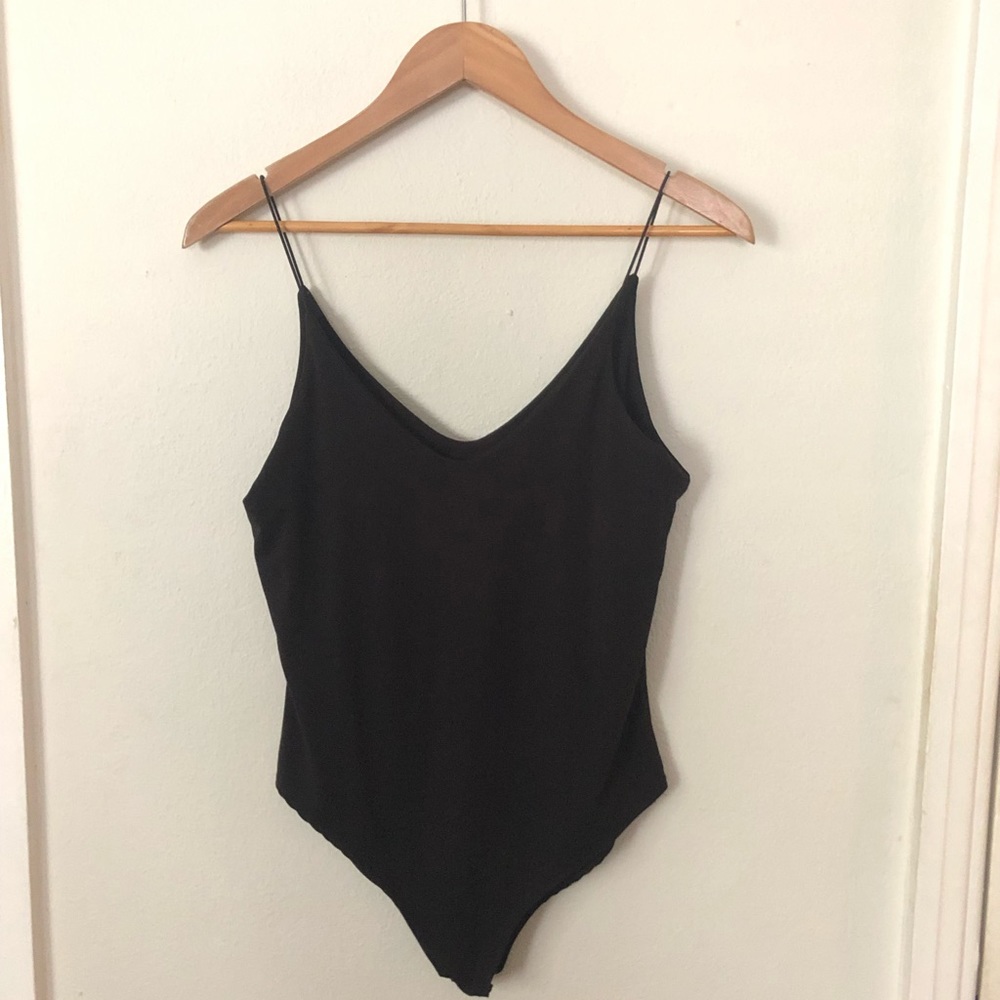 Black Spaghetti Strap Bodysuit w/ Snap Closure